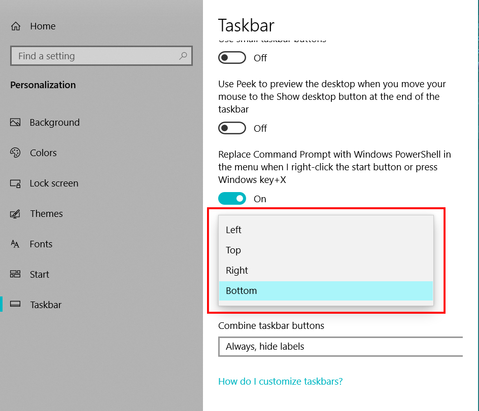 Thay đổi vị trí của thanh Taskbar b2